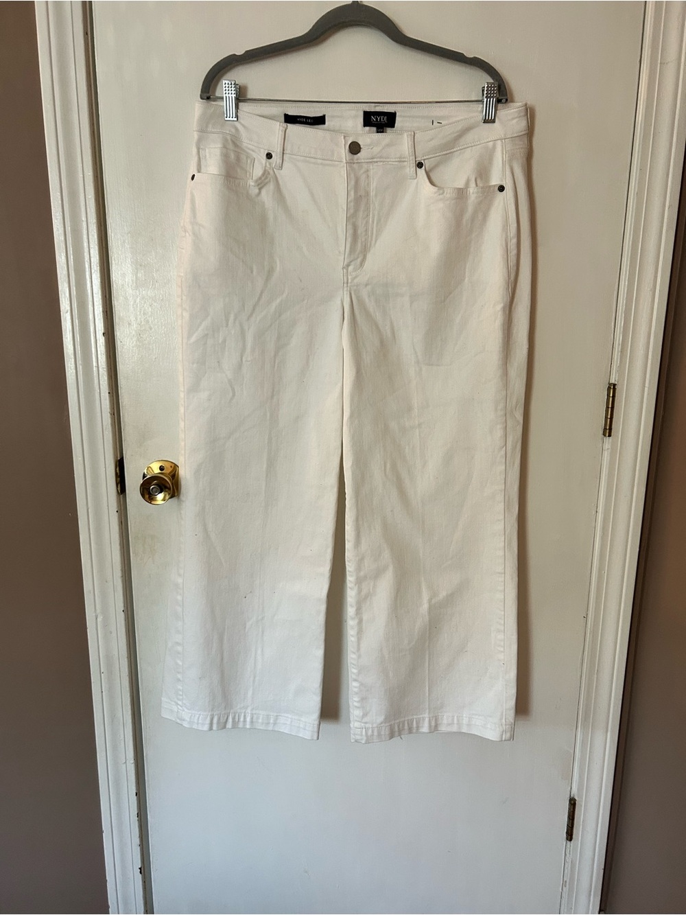 NYDJ White Wide-Leg Crop Jeans